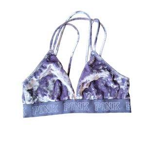 PINK Victoria's Secret Blue Velvet Bra Bralette Strappy Velour Wire-Free Small